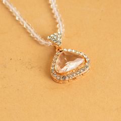 Rose Gold Cinnamon Diamond Pendant Necklace Set With Earrings