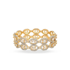 Rectangular Diamond Gold Plated Bangles