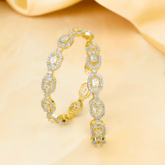 Rectangular Diamond Gold Plated Bangles