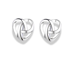 925 Sterling Silver Interlocked Heart Stud Earrings|Rhodium Plated