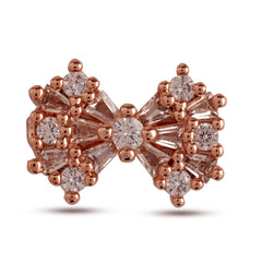 Fancy Design Bow Diamond Rose Gold Plated Earrings