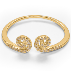 Aron Diamond Spiral Design Adjustable Gold Plated Rings