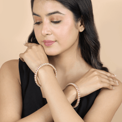 Beautiful Design Gold Plated Gulabi Moti Maharashtrian Bangles - Rukhmani