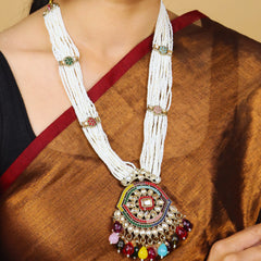 Rangamahal Moti Rajwadi Long Necklace With Earrings