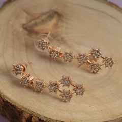 Set of rose gold unique diamond necklace and earring