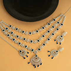 Lavender Queen's American Diamond Necklace Set With Earrings and Bindiya