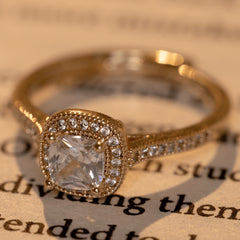 Gold Plated Aron Diamond with White Stone Rings