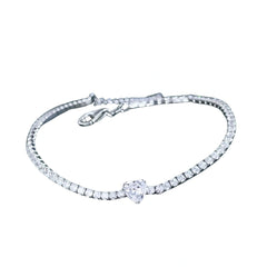 Adjustable Cubic Zirconia 925 Sterling Silver Heart Charms Bracelets Bangle for Women Bulk Wholesale Lady Fashion Jewelry