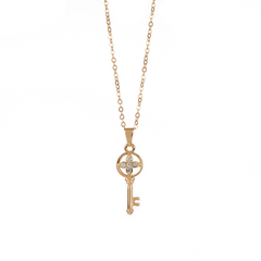 Gold Plated Mini Key Diamond Design Chain Pendant