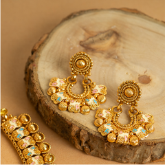 Glorious Designer Gold Plated Temple Necklace Set