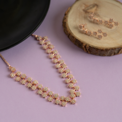 Set of rose gold unique diamond necklace and earring