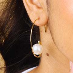 Arc Pearl Hoops Earrings - Rukhmani