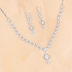 Diamond Petal Necklace with Earrings