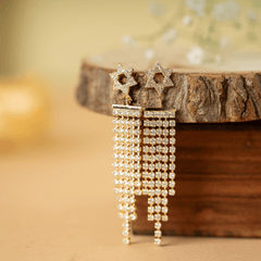 Gold Plated Star Design Drop Fancy Earrings - Rukhmani