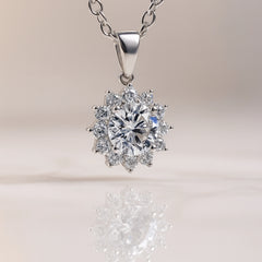 Floral Sparkle Pendant in 925 Sterling Silver