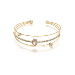 Adjustable gold plated layered diamond Bracelet