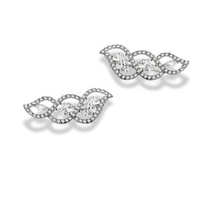 925 Sterling Silver Leaf Design Earrings | Rhodium Plated with Cubic Zirconia