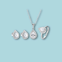 925 Sterling Silver Teardrop Radiance Jewellery Set