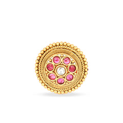 Round Heritage Pink Stone Ring - Rukhmani