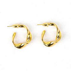 Gold Plated Fancy Twisted Hoops Earrings