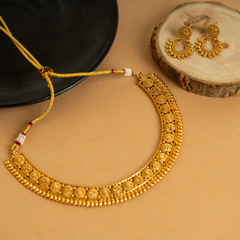 Splendid Designer Gold Plated Temple Necklace Set