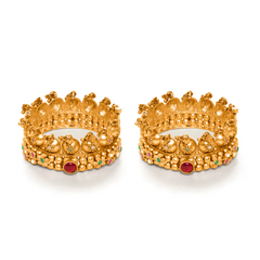 Gold plated red diamond rajwadi bangle kada