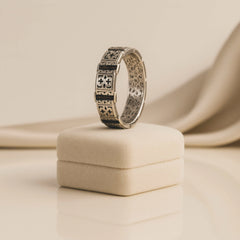 925 Sterling Silver Men’s Ring with Cross Motif | Rhodium Plated Vintage Band
