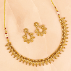 Traditional South Indian Temple Necklace with Earrings - Rukhmani