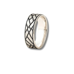 925 Sterling Silver Rhodium Plated Criss-Cross Band Ring for Men