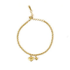 Gold Plated Mirror Chain With Heart Charms Anklet - Rukhmani