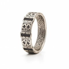 925 Sterling Silver Men’s Ring with Cross Motif | Rhodium Plated Vintage Band