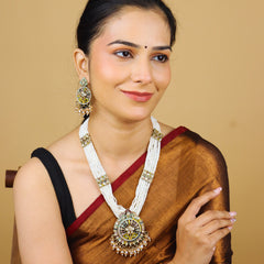 Rangamahal Moti With Stones Rajwadi Necklace set With Earrings