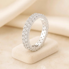 925 Sterling Silver Full Eternity Band with Micro Pave Zircon