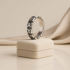925 Sterling Silver Men’s Ring with Screw Motif | Rhodium Plated Industrial Band