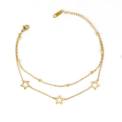 Double Layered Mother Of Pearl Stars with Mirror Chain - Rukhmani