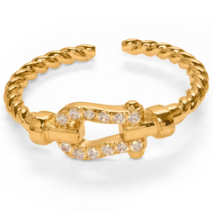 Fancy Adjustable Hook Like Gold Plated Diamond Rings