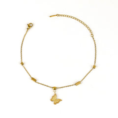 Textured Baterfly Charm Anklet - Rukhmani