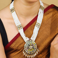 Rangamahal Moti With Stones Rajwadi Necklace set With Earrings