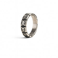 925 Sterling Silver Men’s Ring with Screw Motif | Rhodium Plated Industrial Band