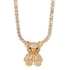 Austrian Crystal Teddy Bear Pendant Chain Necklace