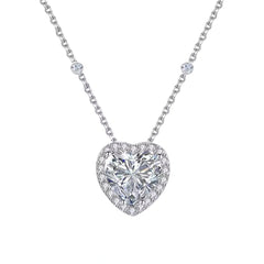 Elegant Charm Cubic Zircon 925 Sterling Silver Fashion Jewelry Gemstone Heart Pendant Chain Necklace for Women Decoration