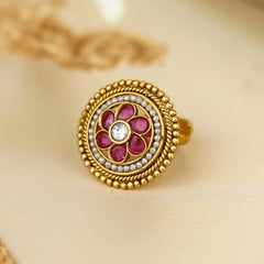 Pink & White Stone Traditional Ring