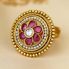 Pink & White Stone Traditional Ring