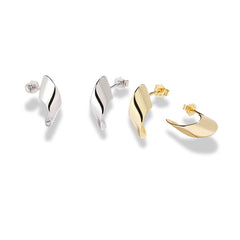 925 Sterling Silver Curved Minimal Earrings | Rhodium & Gold Plated Options