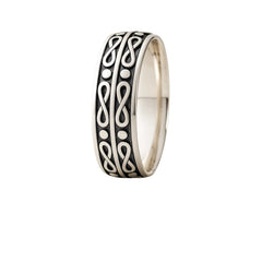 925 Sterling Silver Men’s Ring | Rhodium Plated Infinity Pattern Band