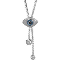 Silver|Gold Diamond Evil Eye Pendant Chain Necklace