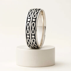 925 Sterling Silver Men’s Ring | Rhodium Plated Infinity Pattern Band