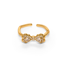 Unique Bow Shape Aron Diamond Adjustable Gold Plated Rings