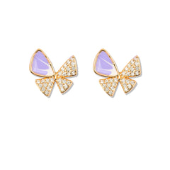 Lilac Butterfly Diamond Studs