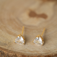 Classic diamond stud gold plated earring